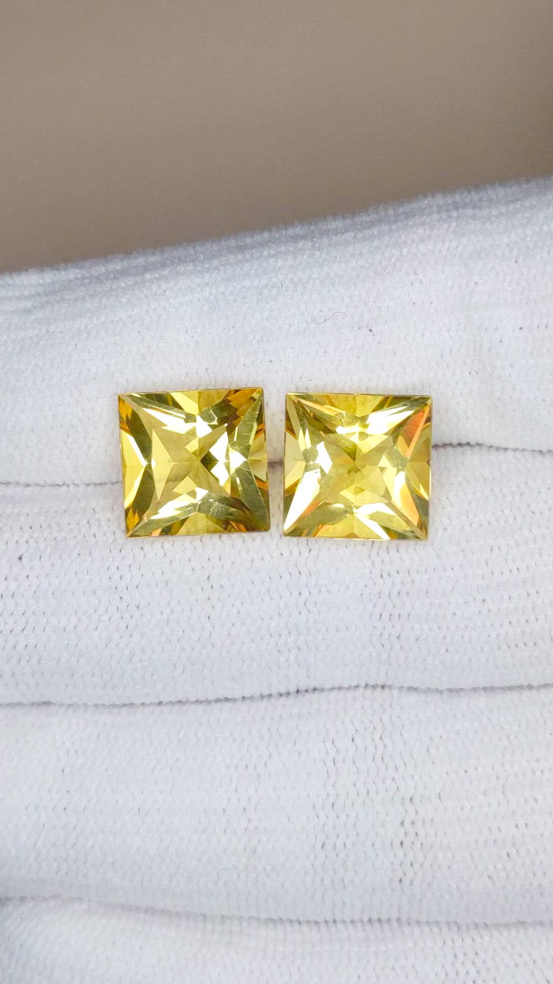 8.78 Ct.Tw.Total Carat Weight Yellow Citrine Pair from Brazil Size Video
