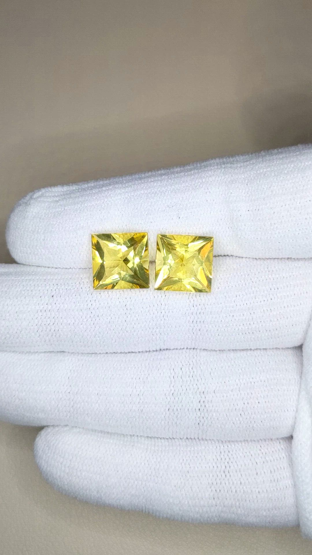8.78 Ct.Tw.Total Carat Weight Yellow Citrine Pair from Brazil Size Video