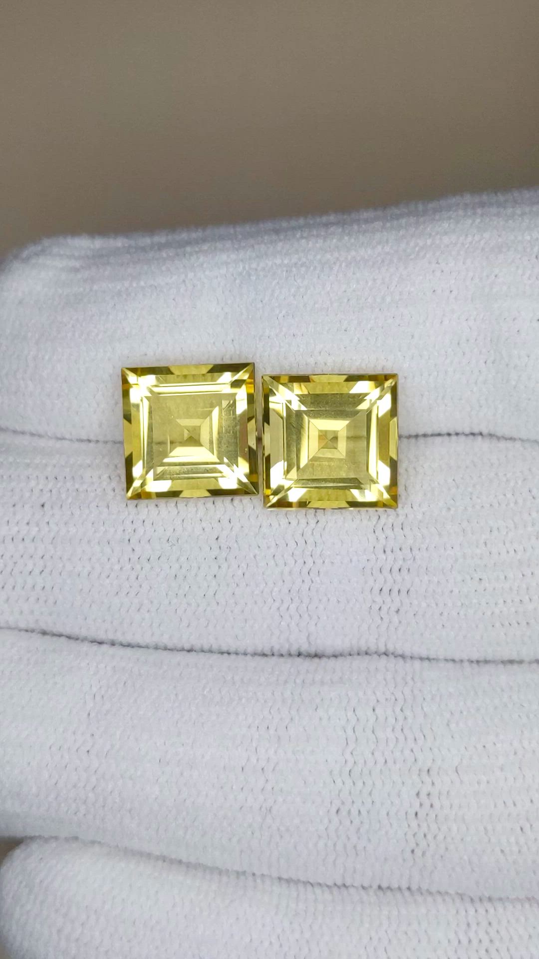 8.71 Ct.Tw.Total Carat Weight Yellow Citrine Pair from Brazil Size Video