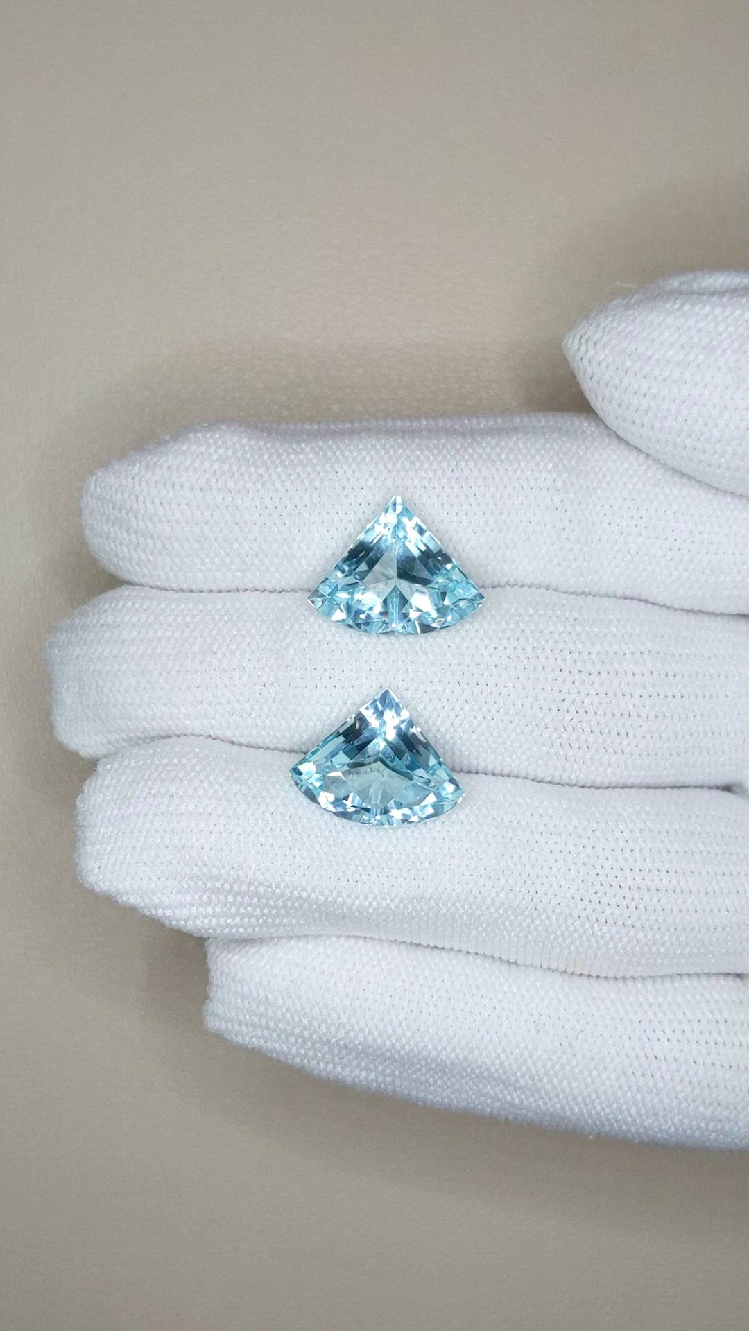 12.24 Ct.Tw.Total Carat Weight Sky Blue Topaz Pair from Brazil Size Video