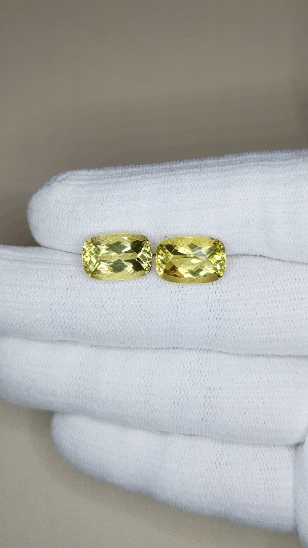 7.83&nbsp;Ct.Tw.Total Carat Weight Lemon Quartz Pair from Brazil Size Video