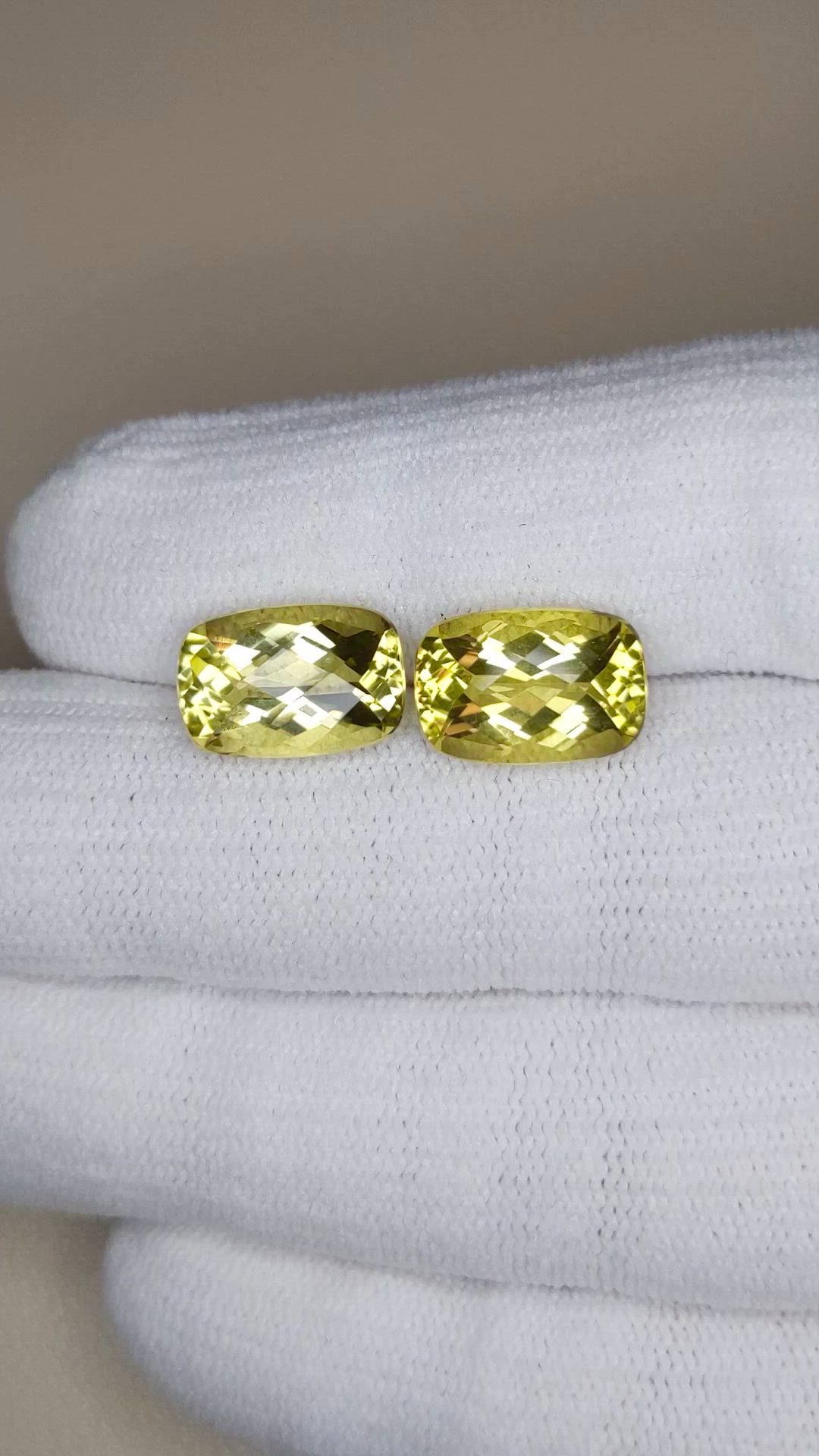 7.83&nbsp;Ct.Tw.Total Carat Weight Lemon Quartz Pair from Brazil Size Video