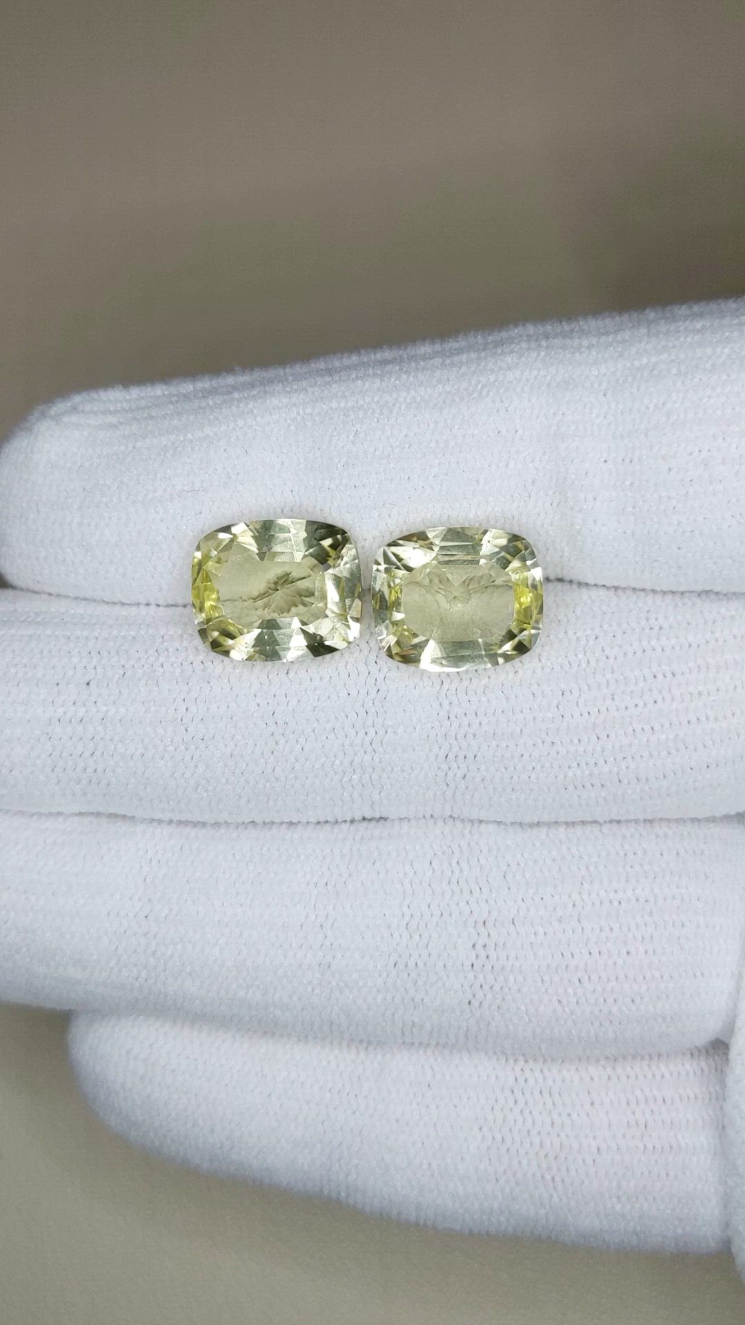 11.13&nbsp;Ct.Tw.Total Carat Weight Lemon Quartz Pair from Brazil Size Video