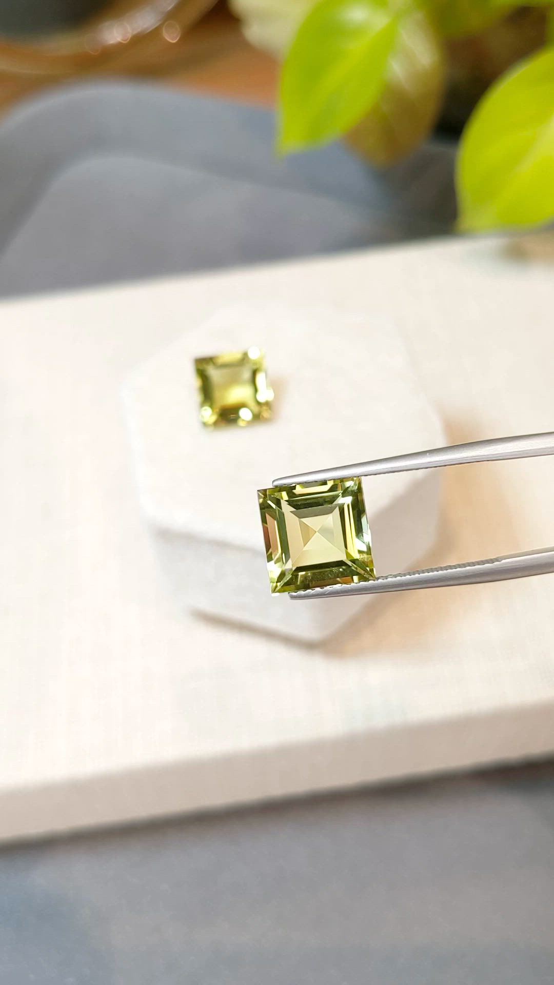 8.85 Ct.Tw.Total Carat Weight Lemon Quartz Pair from Brazil Size Video