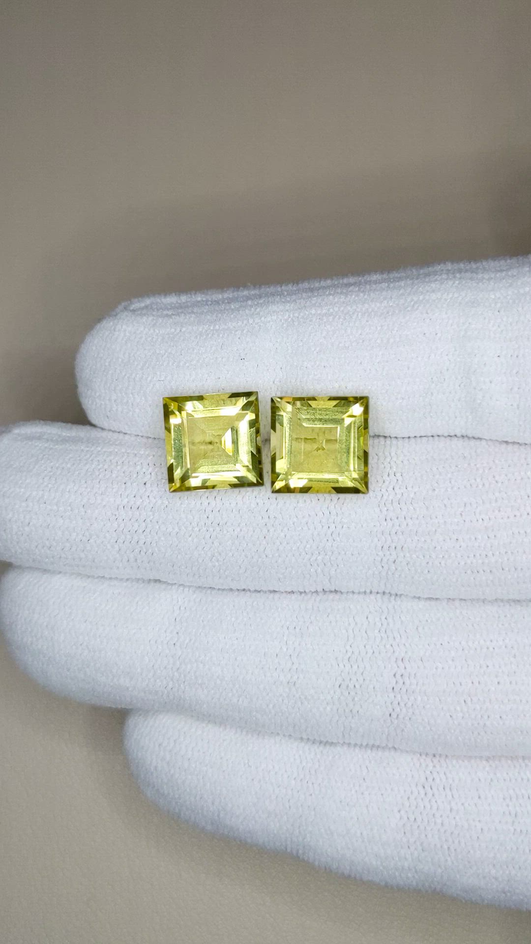 8.85 Ct.Tw.Total Carat Weight Lemon Quartz Pair from Brazil Size Video