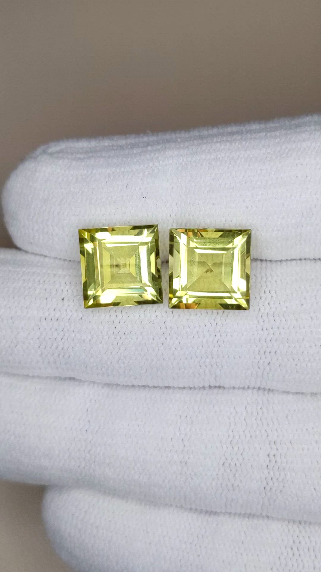 8.85 Ct.Tw.Total Carat Weight Lemon Quartz Pair from Brazil Size Video