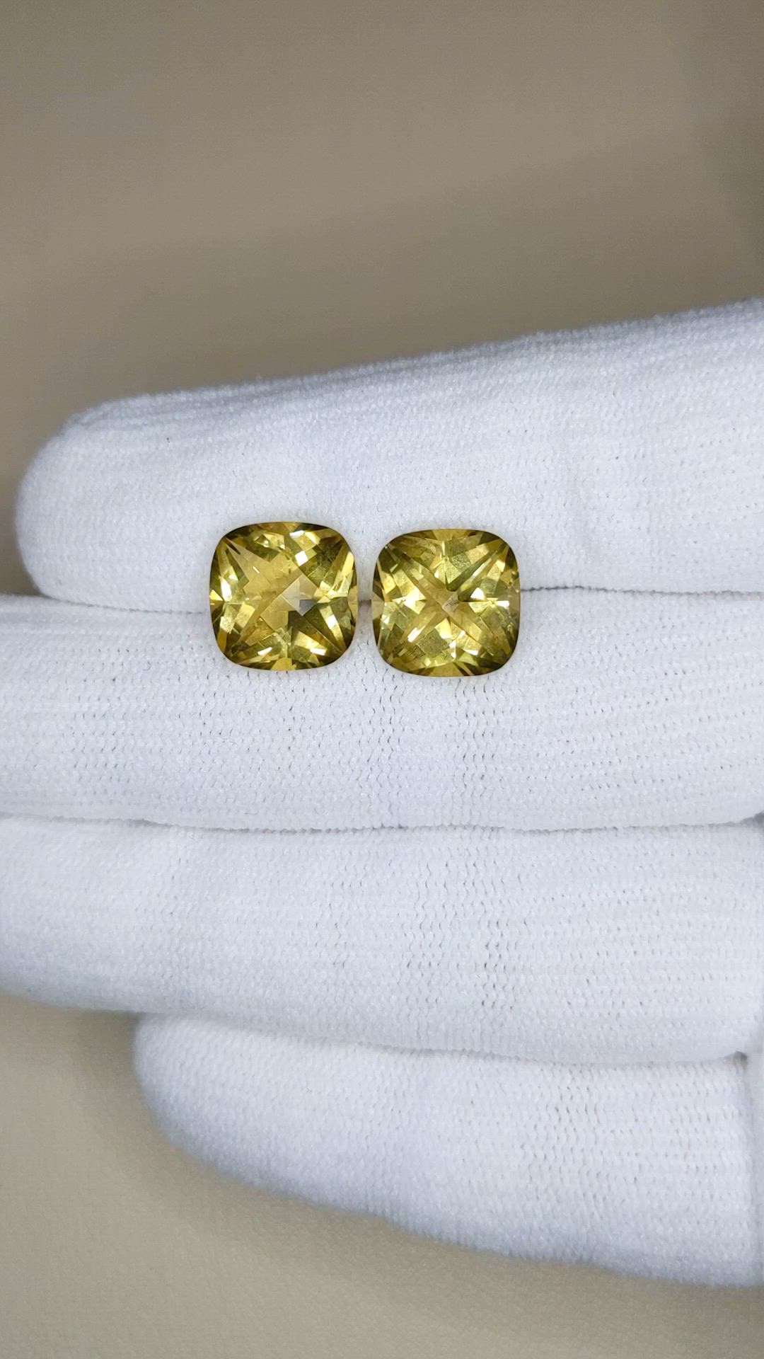 9.64 Ct.Tw.Total Carat Weight Yellow Quartz Pair from Brazil Size Video