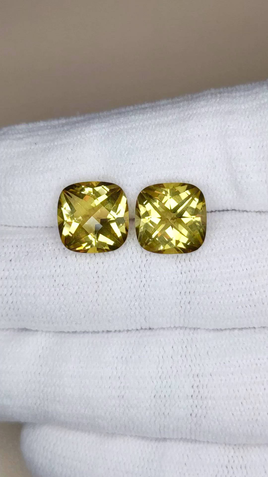 9.64 Ct.Tw.Total Carat Weight Yellow Quartz Pair from Brazil Size Video