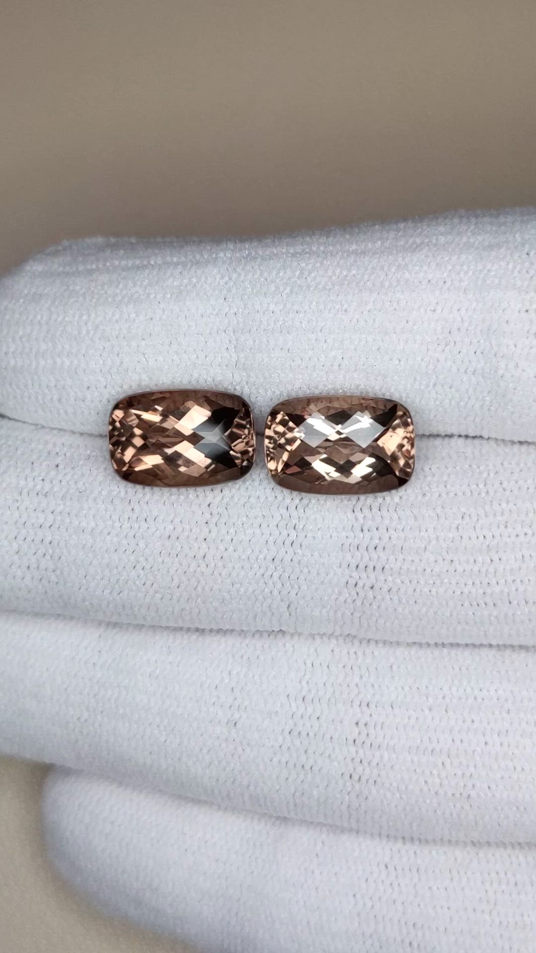 7.55 Ct.Tw.Total Carat Weight Greyish Brown Smokey Quartz Pair from Brazil Size Video
