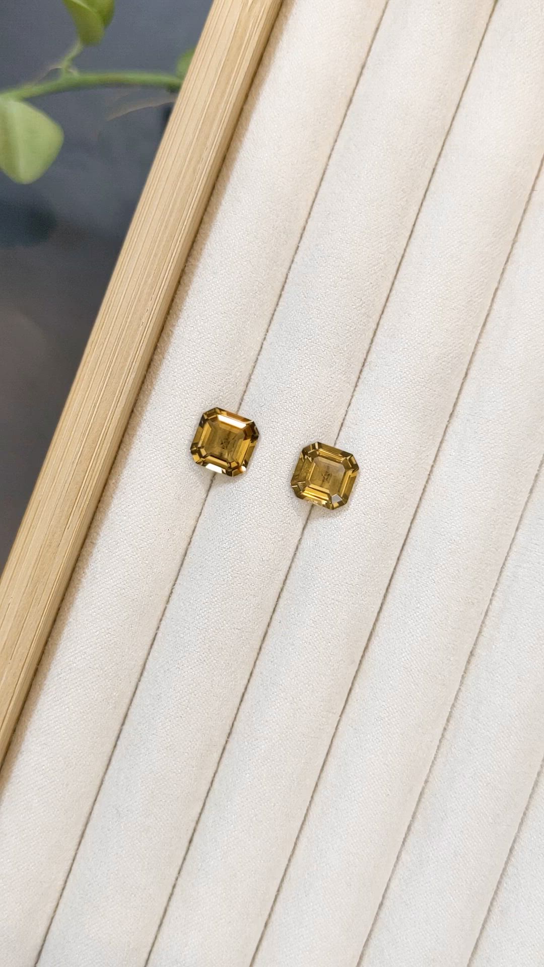 5.49 Ct.Tw.Total Carat Weight Yellow Quartz Pair from Brazil Size Video
