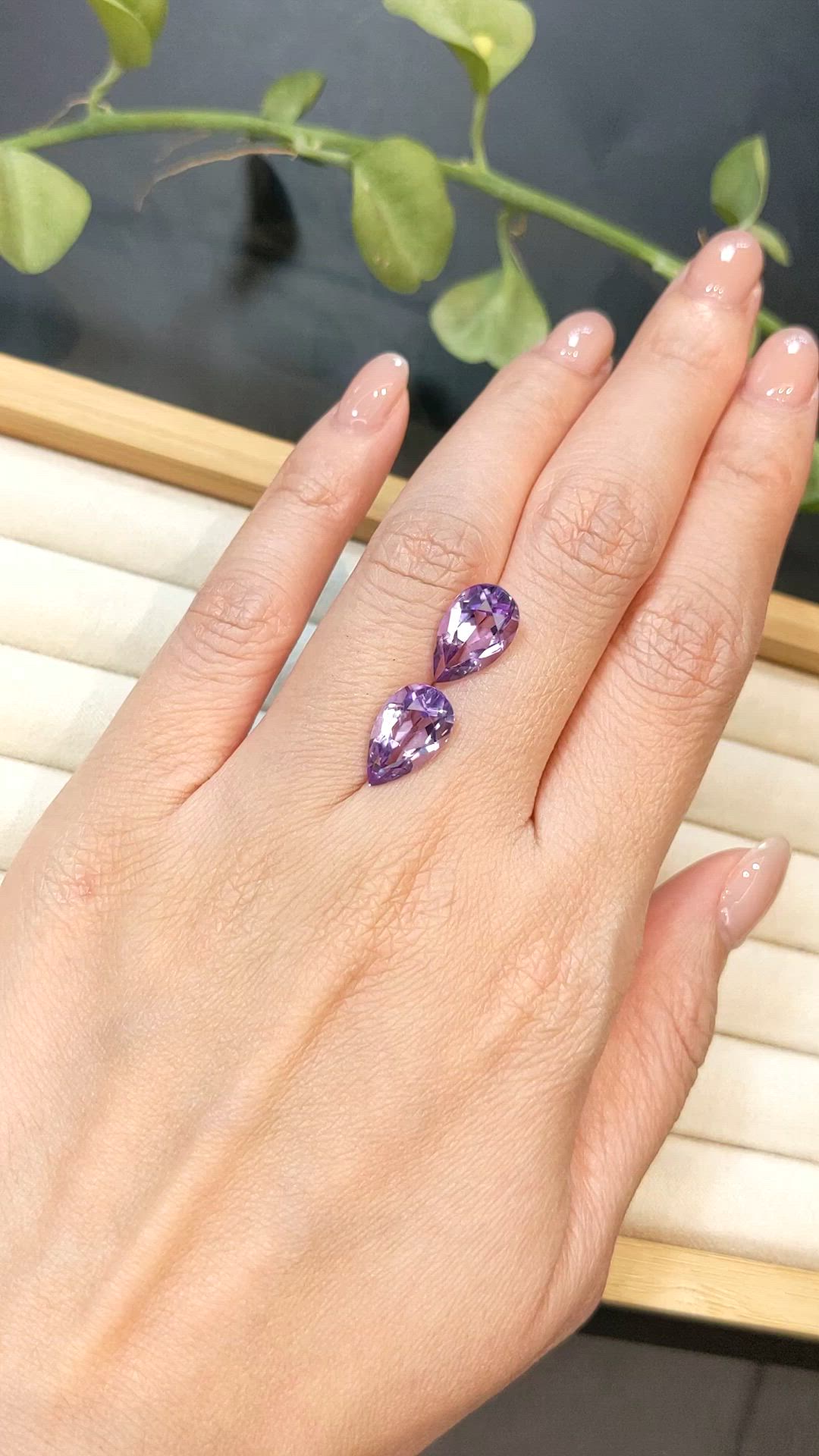 6.42 Ct.Tw.Total Carat Weight Purple Amethyst Pair from Brazil Size Video