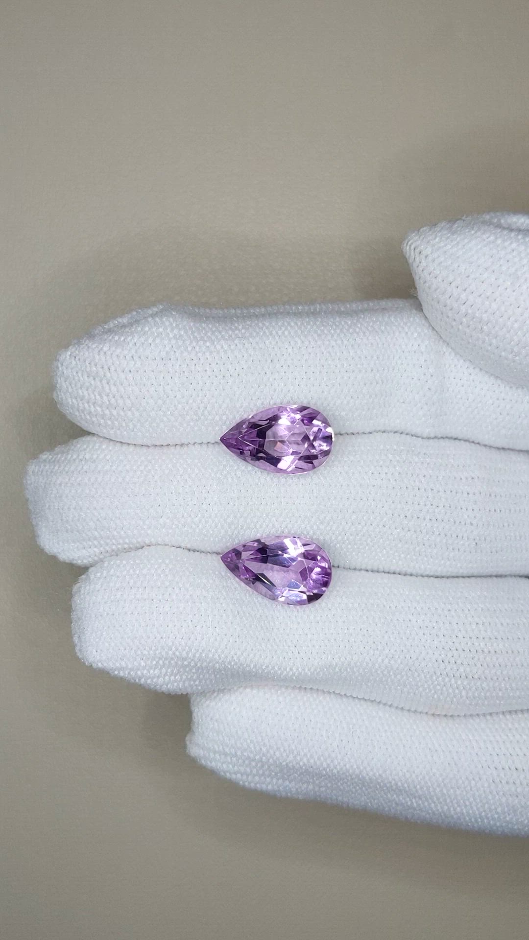 6.42 Ct.Tw.Total Carat Weight Purple Amethyst Pair from Brazil Size Video
