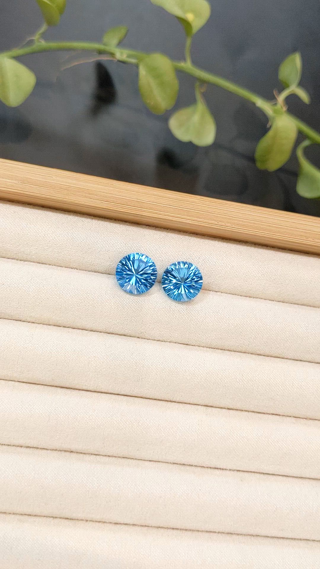11.24 Ct.Tw.Total Carat Weight Swiss Blue Topaz Pair from Brazil Size Video