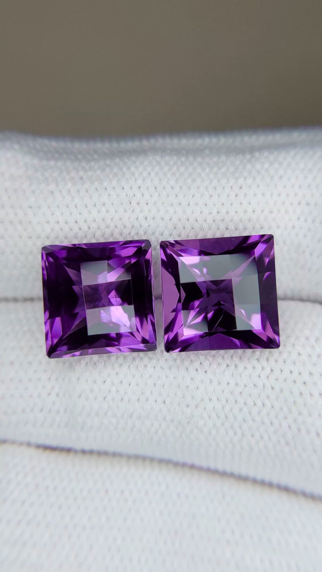 9.42 Ct.Tw.Total Carat Weight Purple Amethyst Pair from Brazil Size Video
