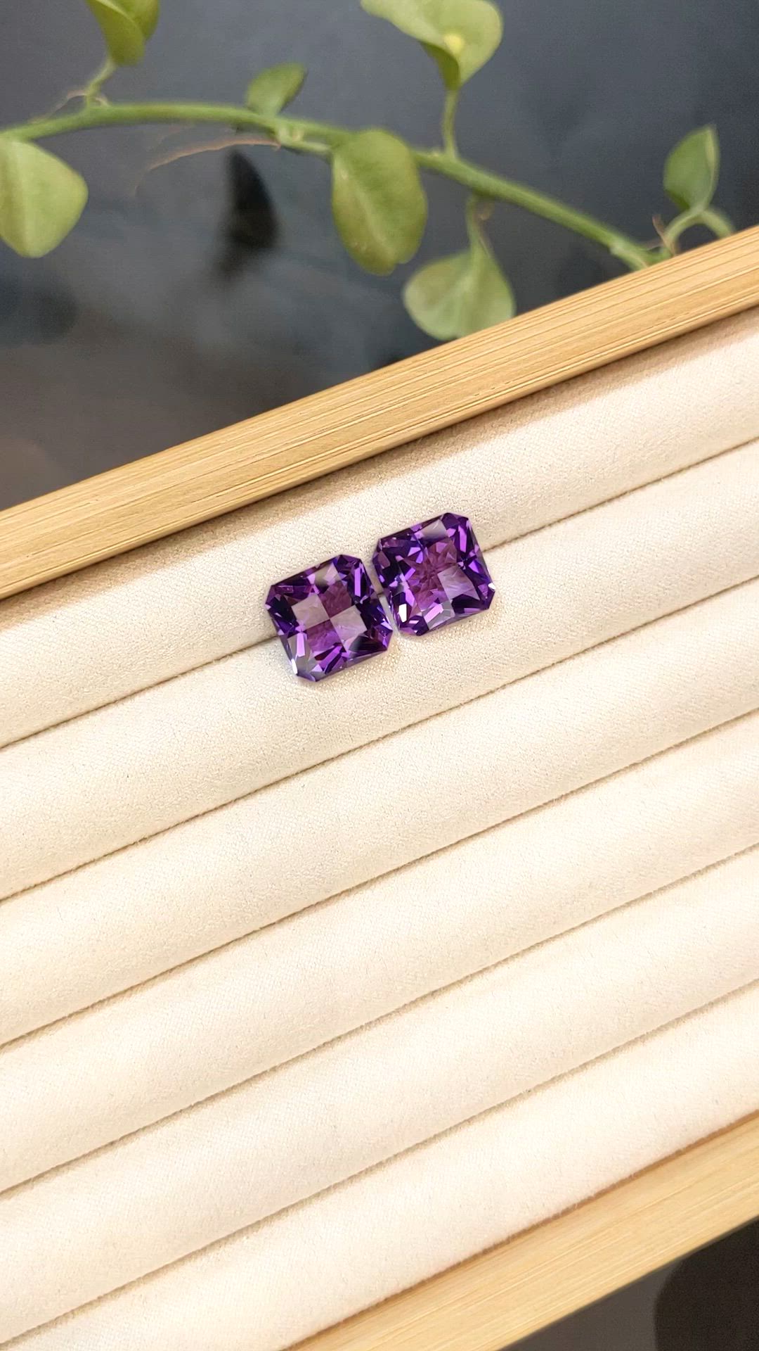 14.16 Ct.Tw.Total Carat Weight Purple Amethyst Pair from Brazil Size Video
