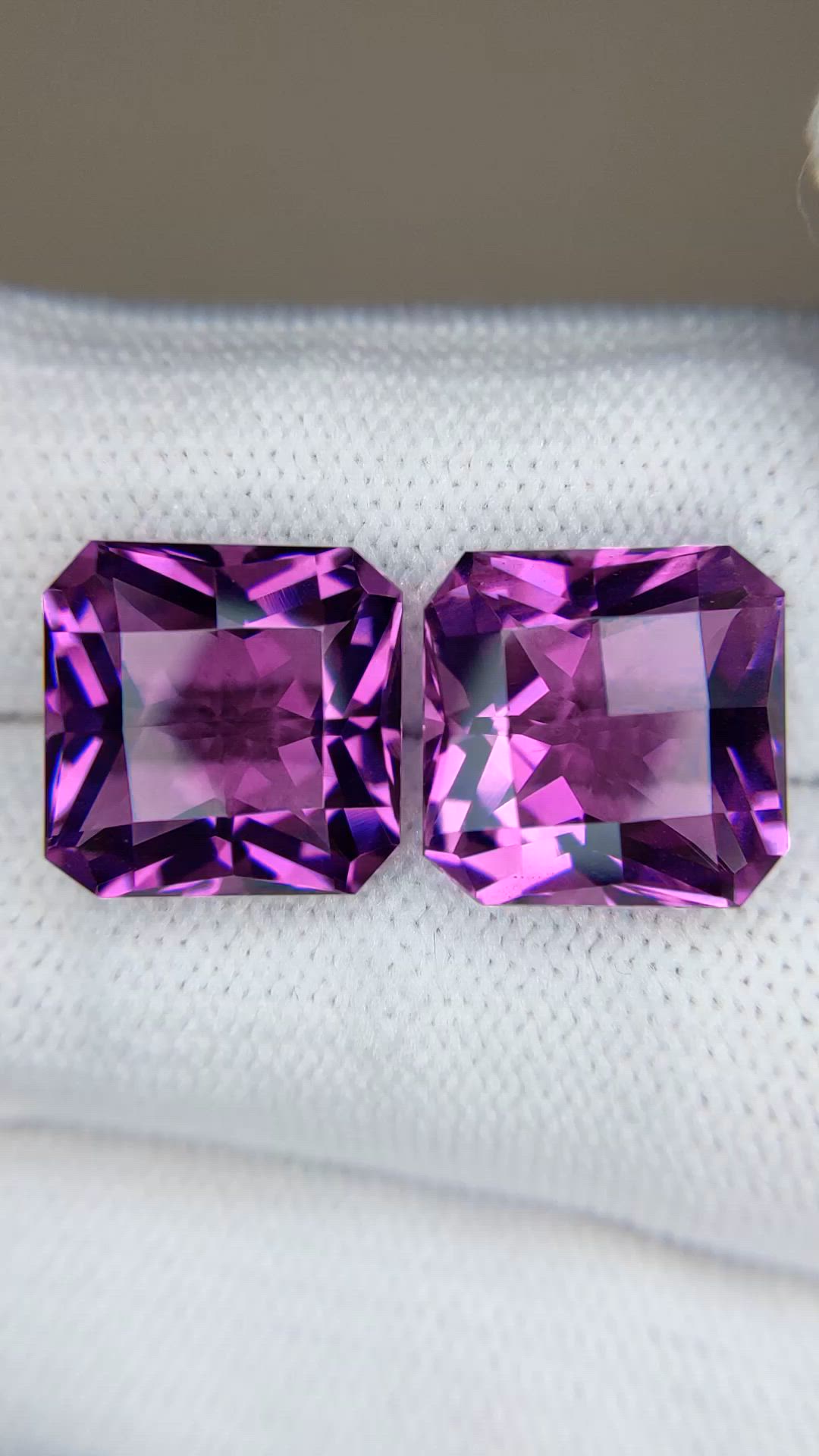 14.16 Ct.Tw.Total Carat Weight Purple Amethyst Pair from Brazil Size Video