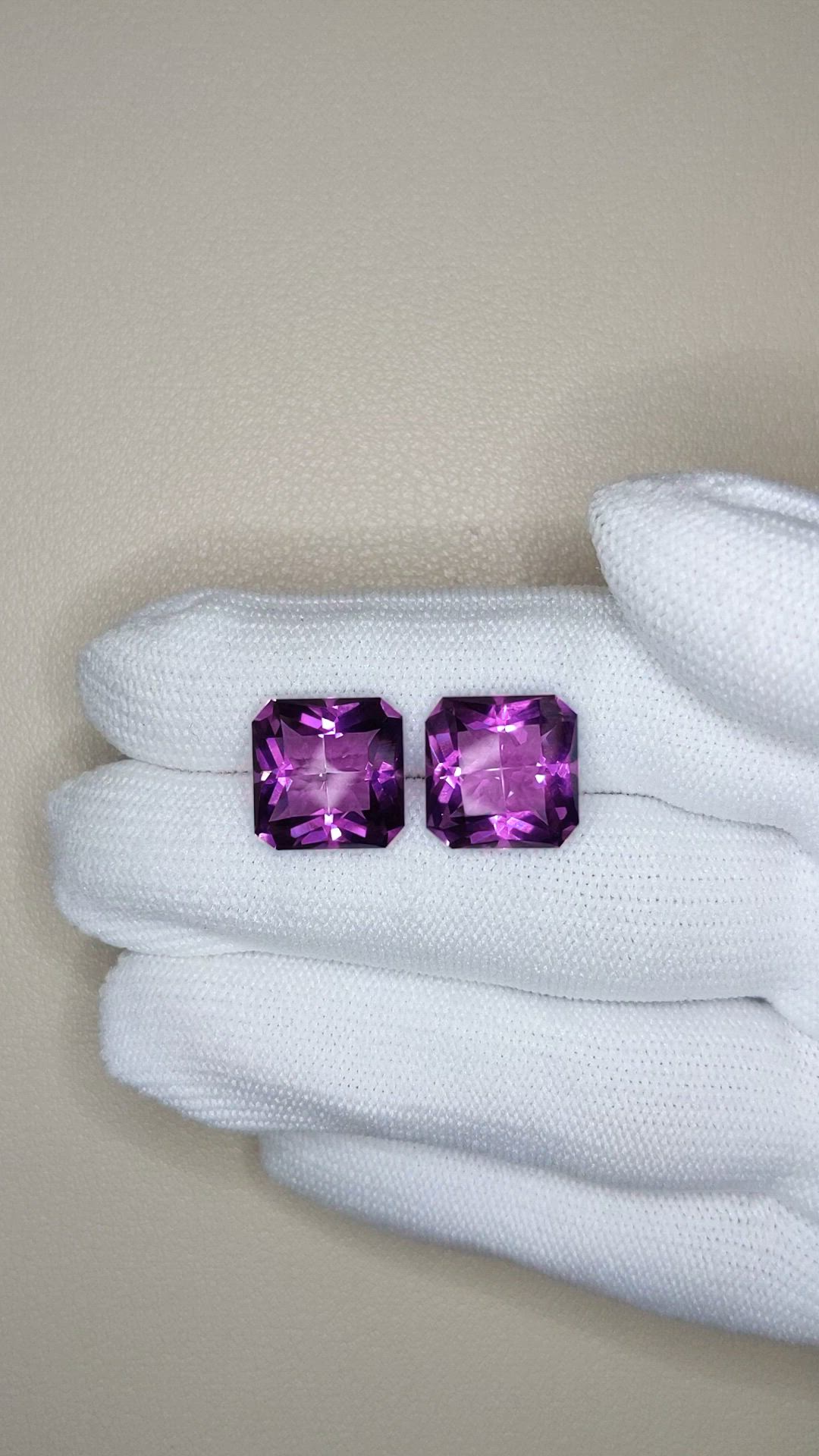 14.16 Ct.Tw.Total Carat Weight Purple Amethyst Pair from Brazil Size Video