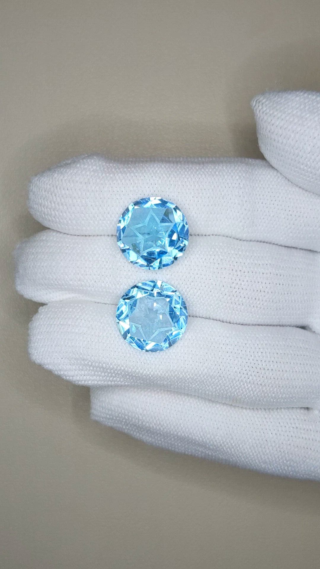 19.93&nbsp;Ct.Tw.Total Carat Weight Swiss Blue Topaz Pair from Brazil Size Video
