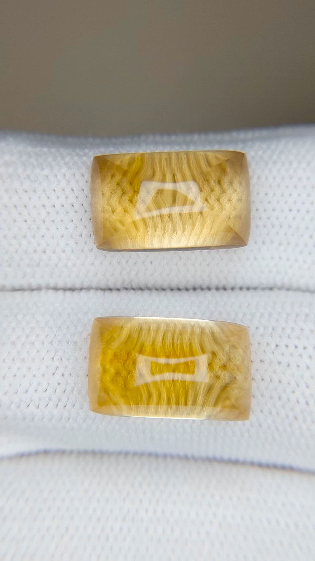 14.33&nbsp;Ct.Tw.Total Carat Weight Yellow Cabochon Citrine Pair from Brazil Size Video