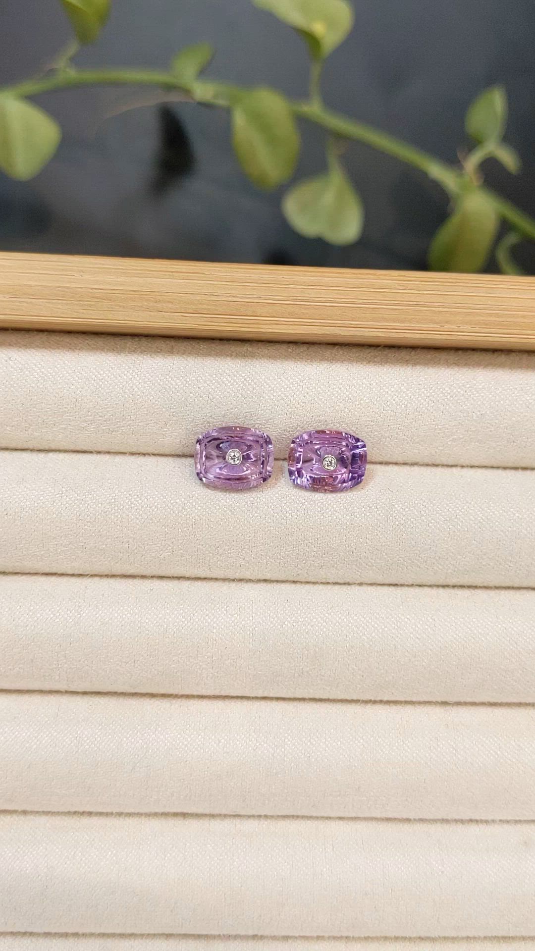 4.52&nbsp;Ct.Tw.Total Carat Weight Purple Amethyst Pair from Brazil Size Video