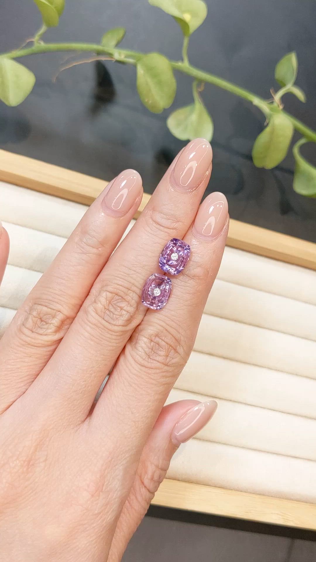 4.52&nbsp;Ct.Tw.Total Carat Weight Purple Amethyst Pair from Brazil Size Video