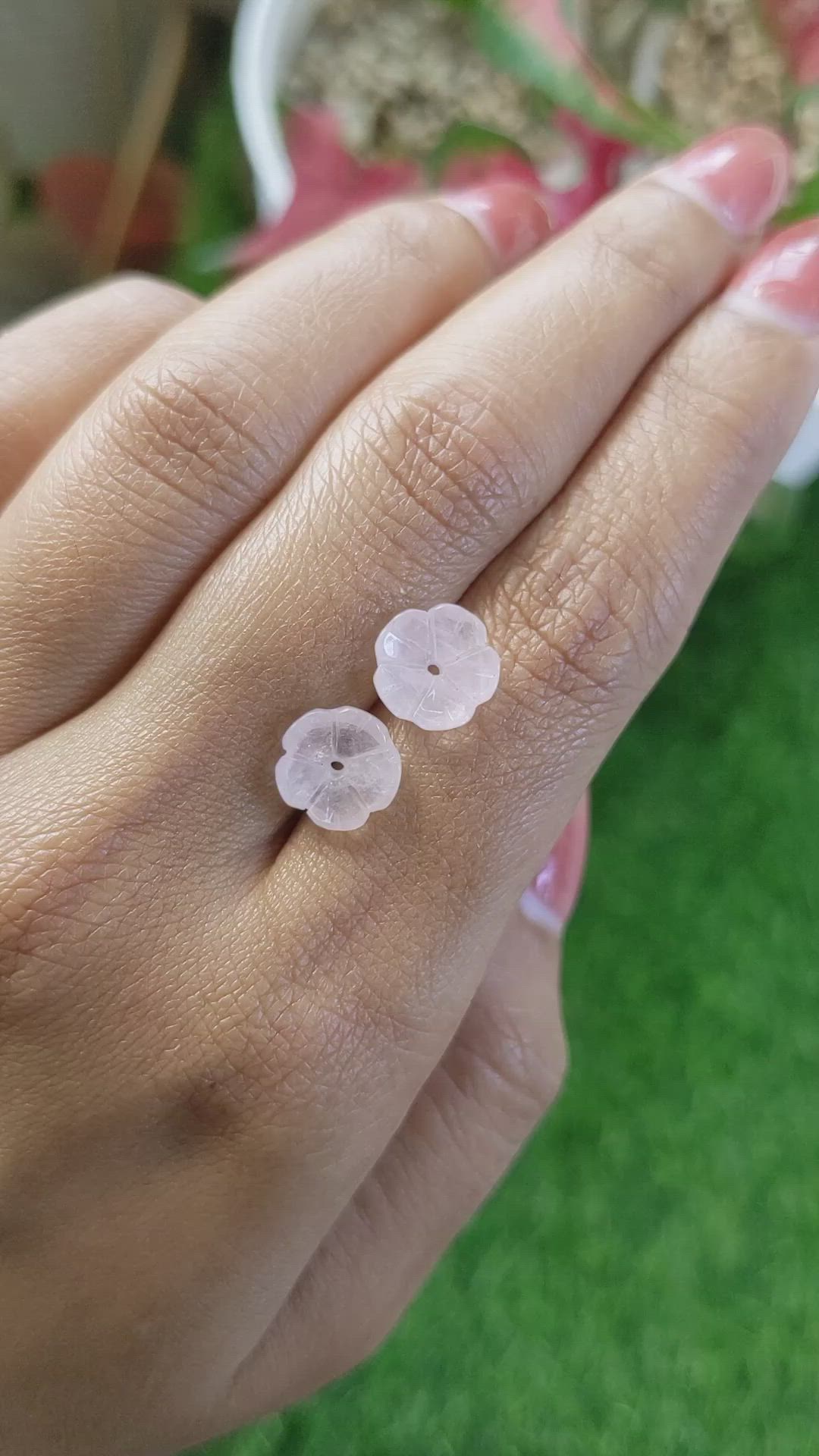 3.73 Ct.Tw.Total Carat Weight Pink Rose Quartz Pair from Ceylon (Sri Lanka) Size Video