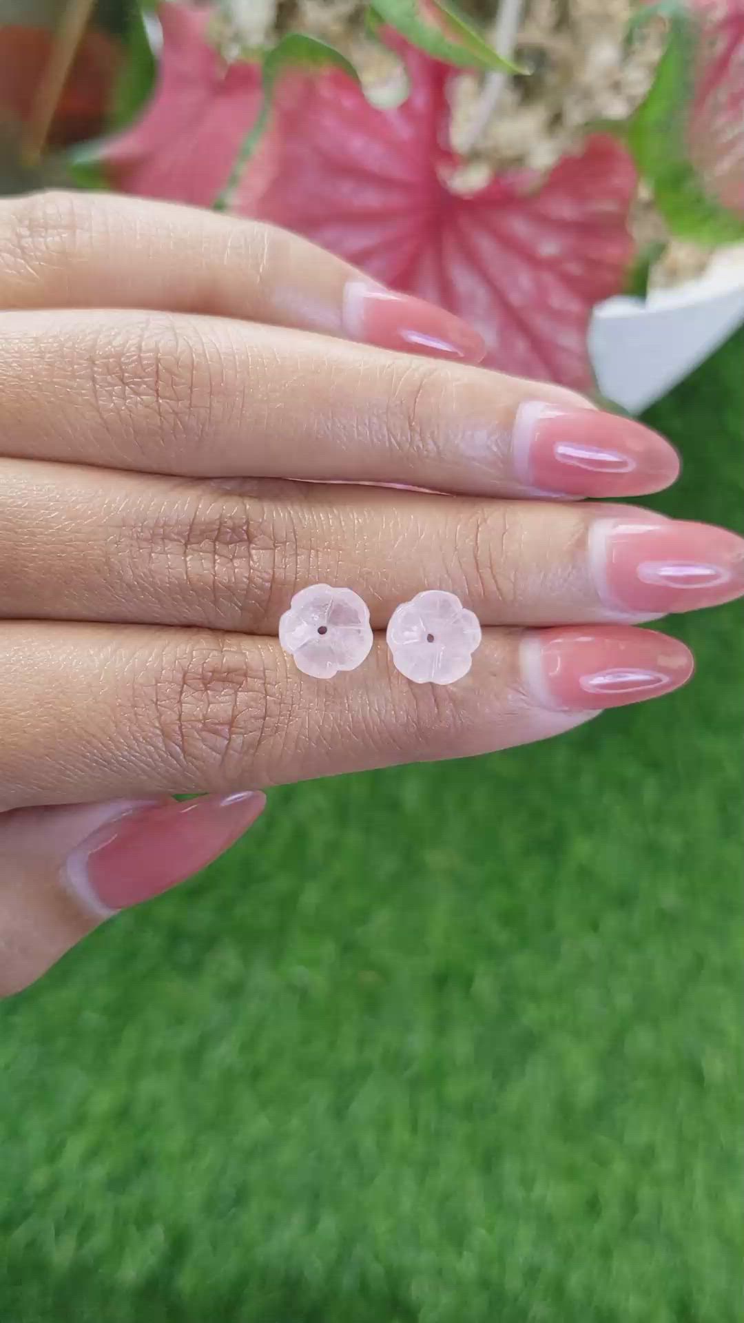 3.73 Ct.Tw.Total Carat Weight Pink Rose Quartz Pair from Ceylon (Sri Lanka) Size Video