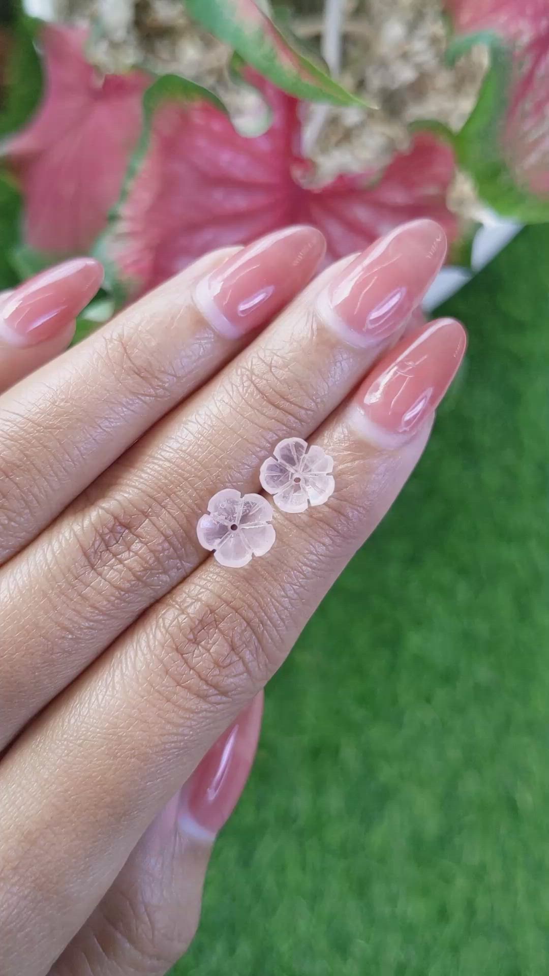 2.58&nbsp;Ct.Tw.Total Carat Weight Pink Rose Quartz Pair from Ceylon (Sri Lanka) Size Video