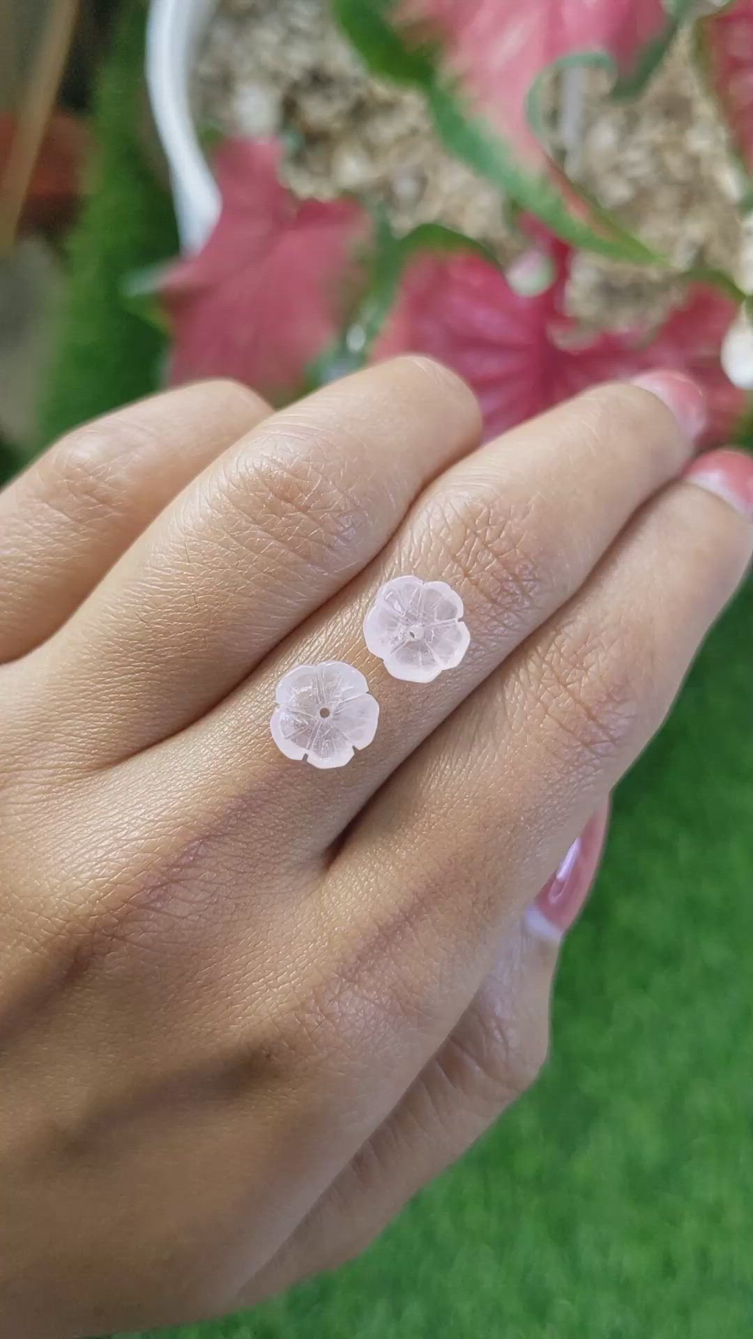 3.55 Ct.Tw.Total Carat Weight Pink Rose Quartz Pair from Ceylon (Sri Lanka) Size Video