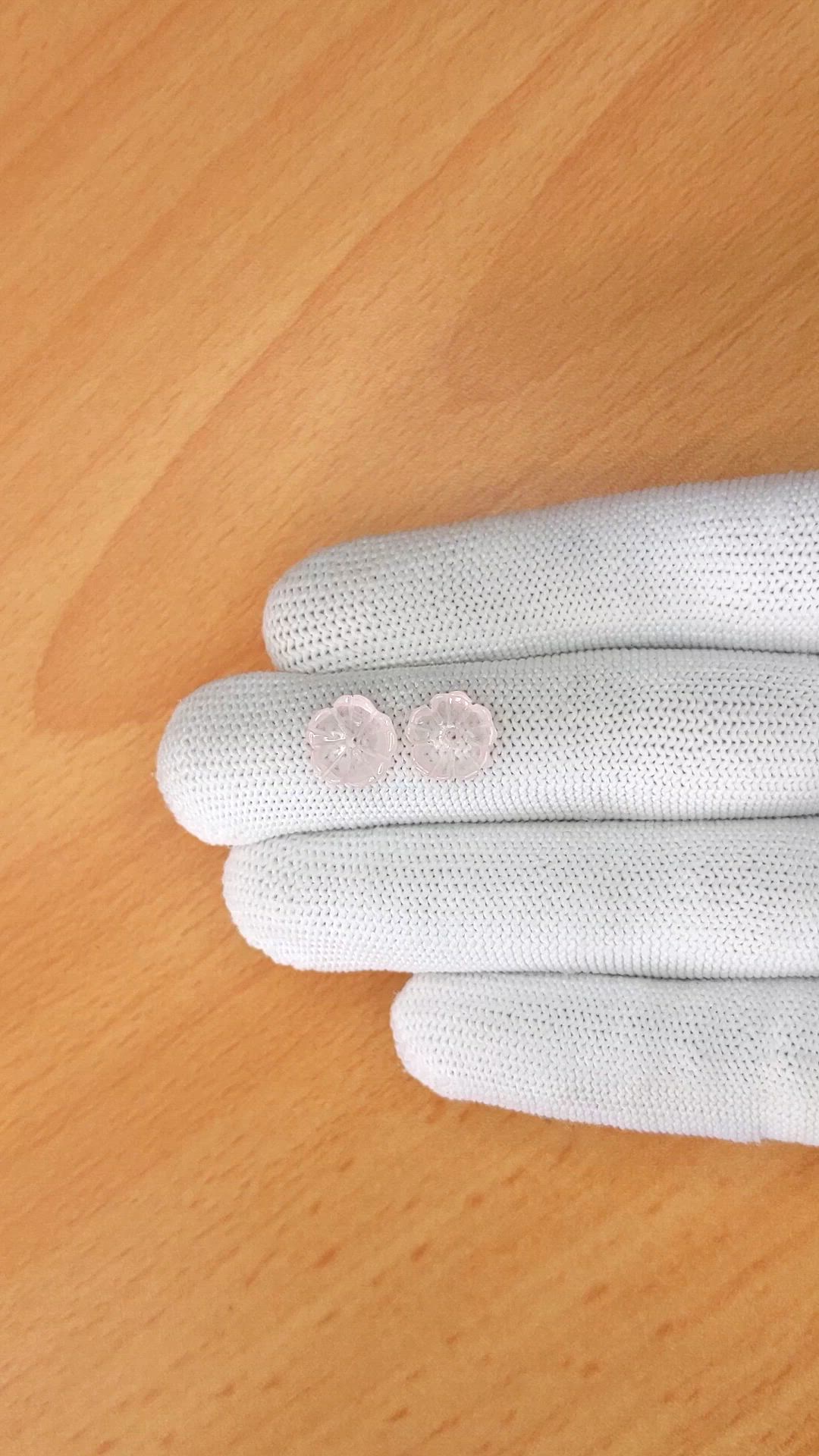 3.44 Ct.Tw.Total Carat Weight Pink Rose Quartz Pair from Ceylon (Sri Lanka) Size Video