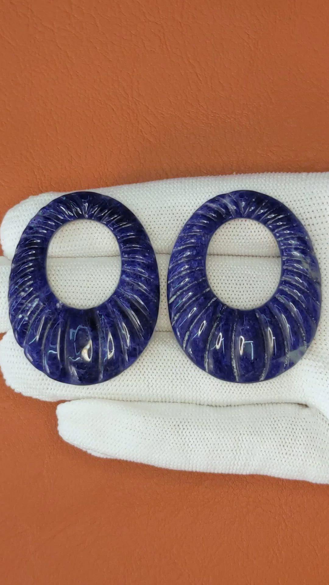 101.58 Ct.Tw.Total Carat Weight Lapis Pair from Afghanistan Size Video