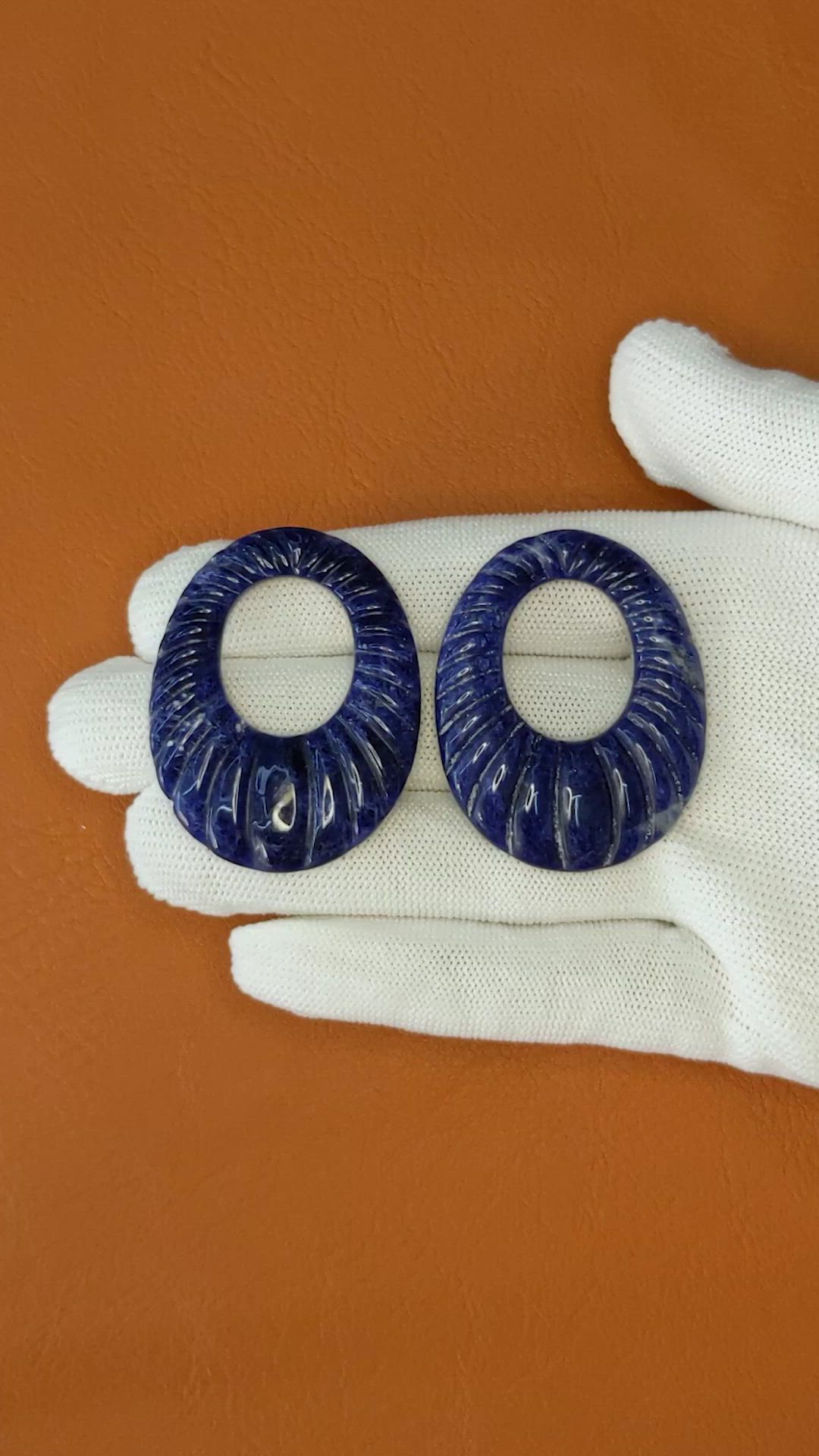 101.58 Ct.Tw.Total Carat Weight Lapis Pair from Afghanistan Size Video