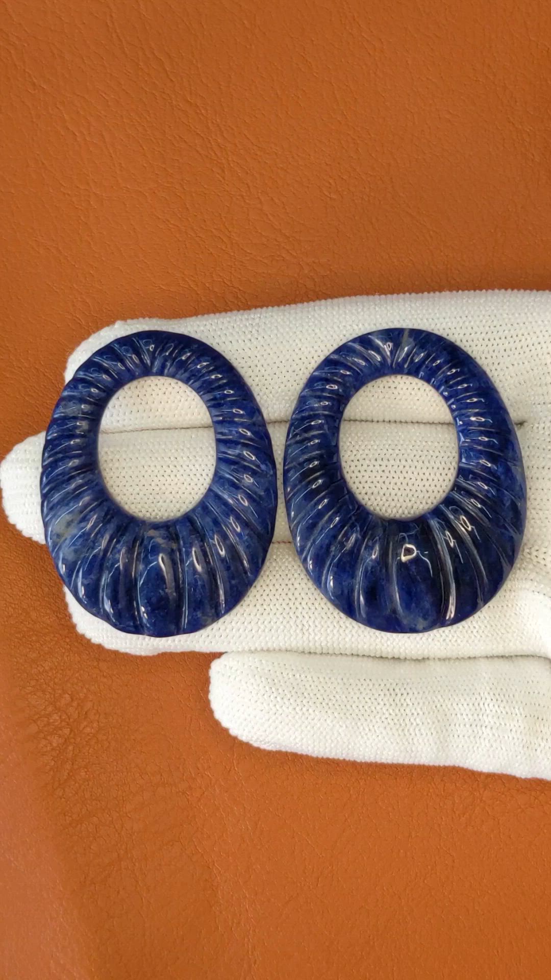 105.16 Ct.Tw.Total Carat Weight Lapis Pair from Afghanistan Size Video