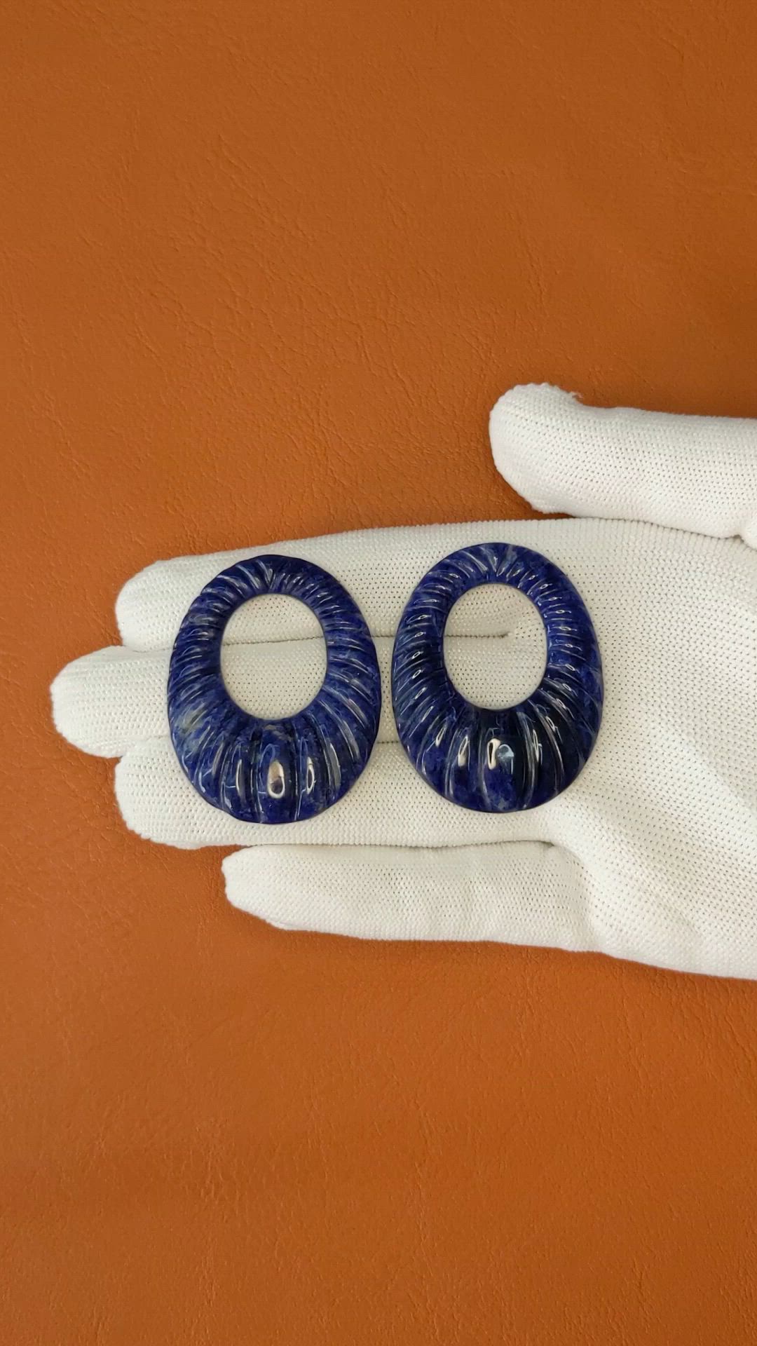 105.16 Ct.Tw.Total Carat Weight Lapis Pair from Afghanistan Size Video