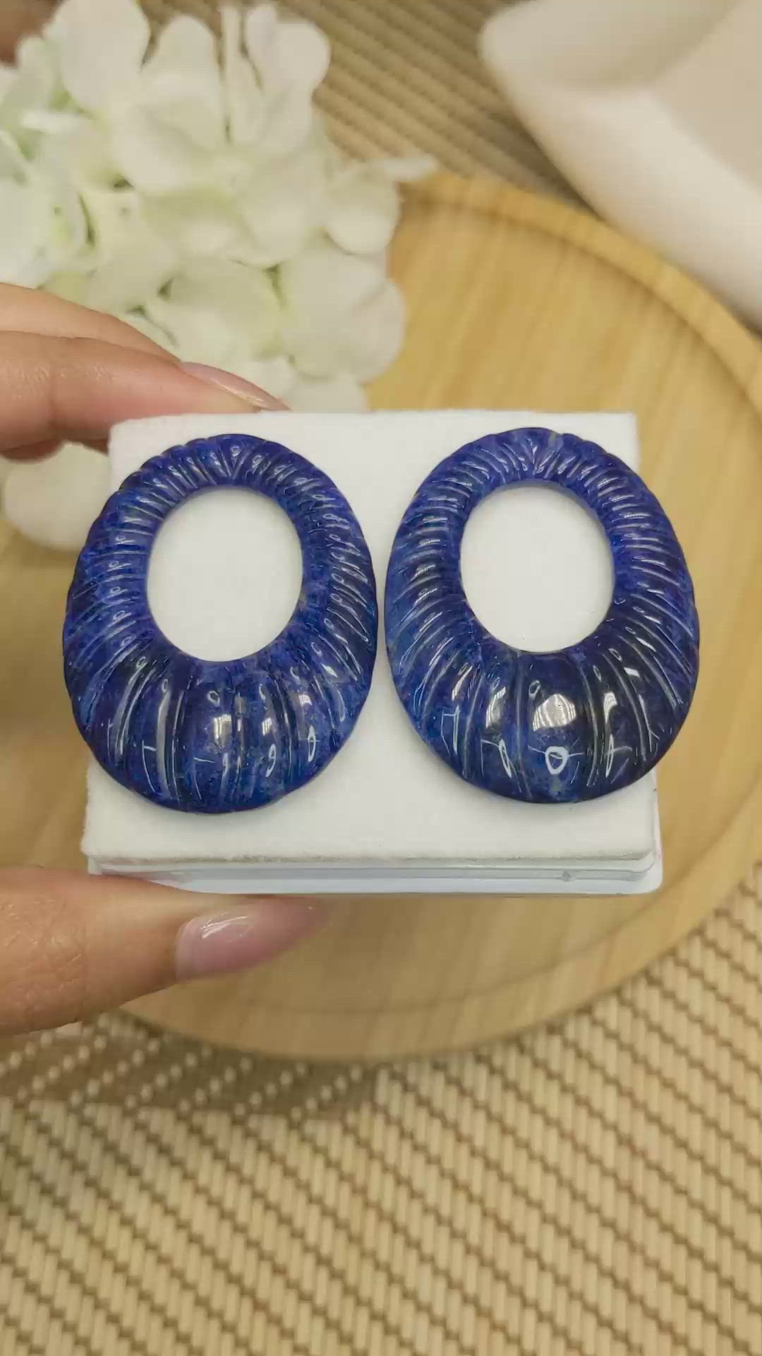 105.16 Ct.Tw.Total Carat Weight Lapis Pair from Afghanistan Size Video