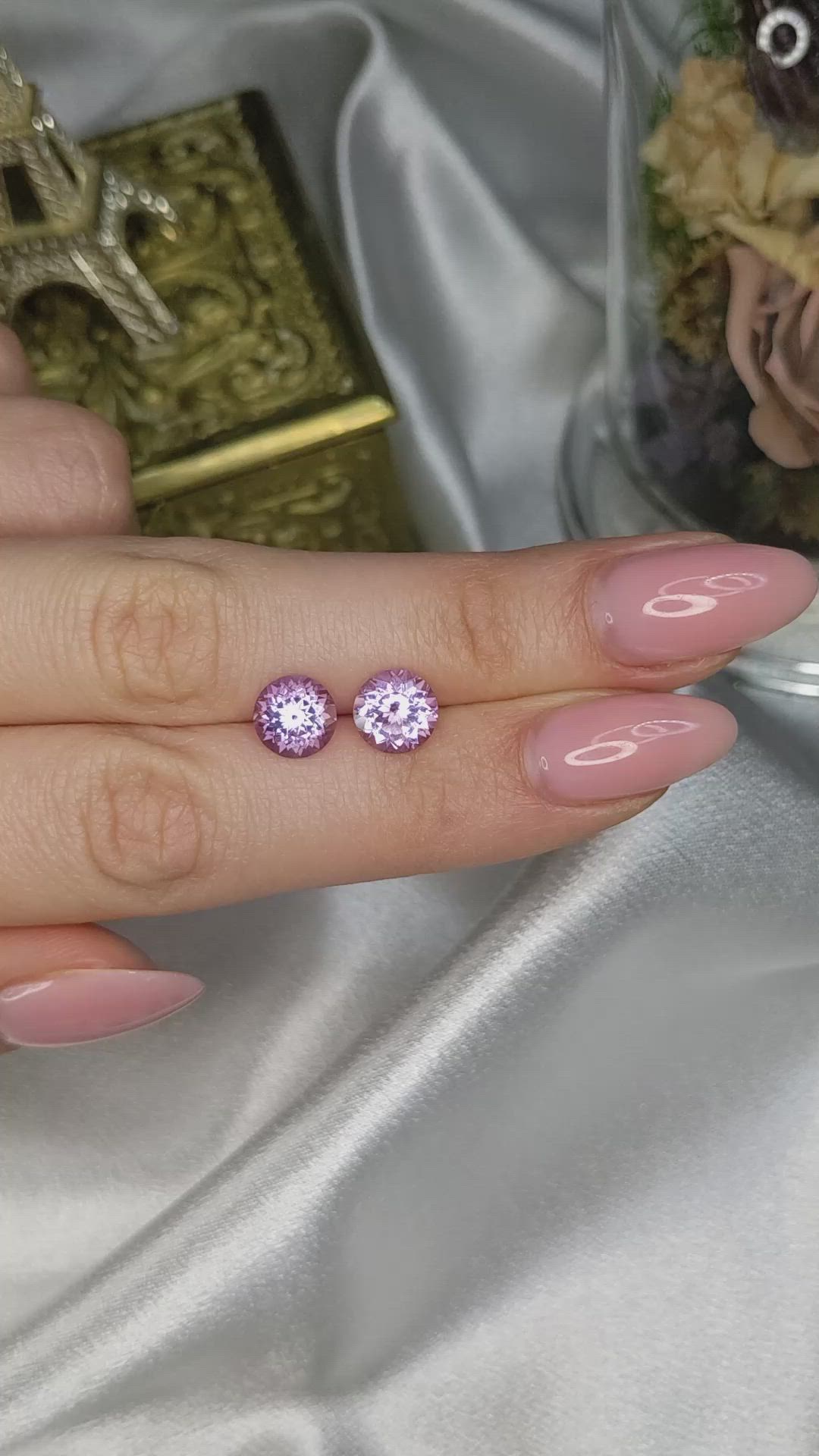 3.31 Ct.Tw.Total Carat Weight Purple Amethyst Pair Size Video