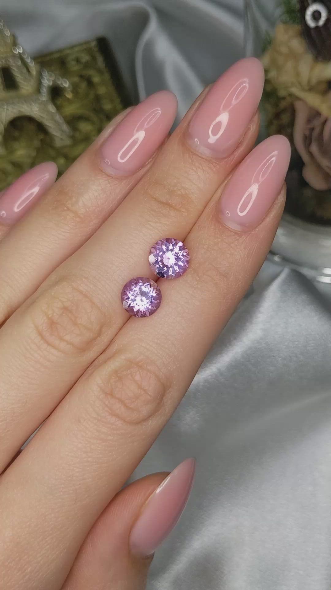 3.31 Ct.Tw.Total Carat Weight Purple Amethyst Pair Size Video
