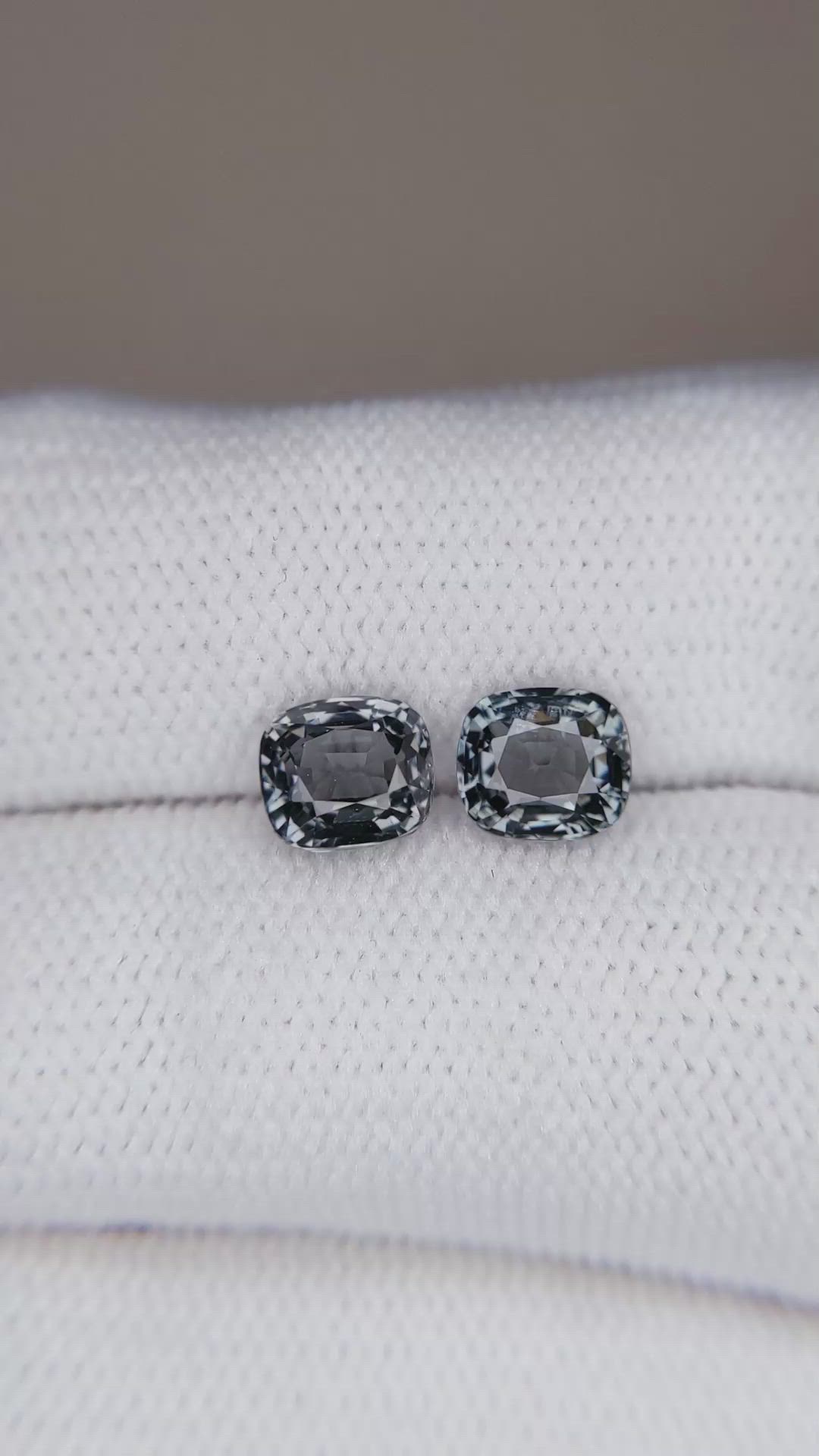2.19 Ct.Tw.Total Carat Weight Grey Spinel Pair from Burma (Myanmar) Size Video