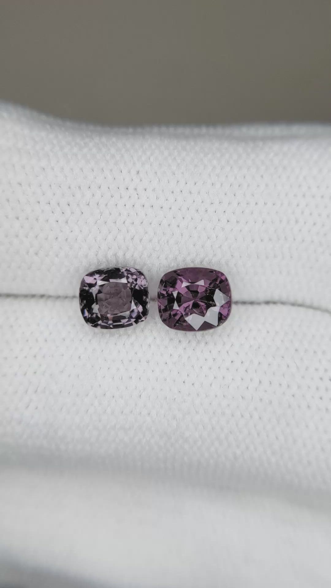 2.50 Ct.Tw.Total Carat Weight Purple Spinel Pair from Burma (Myanmar) Size Video