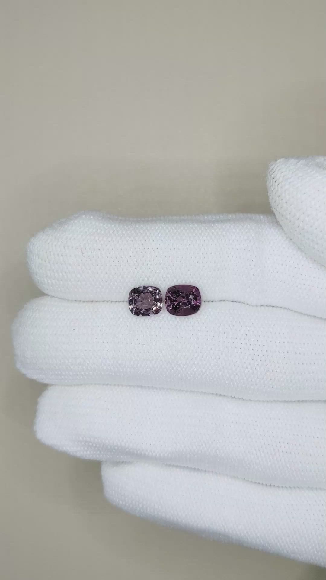 2.50 Ct.Tw.Total Carat Weight Purple Spinel Pair from Burma (Myanmar) Size Video