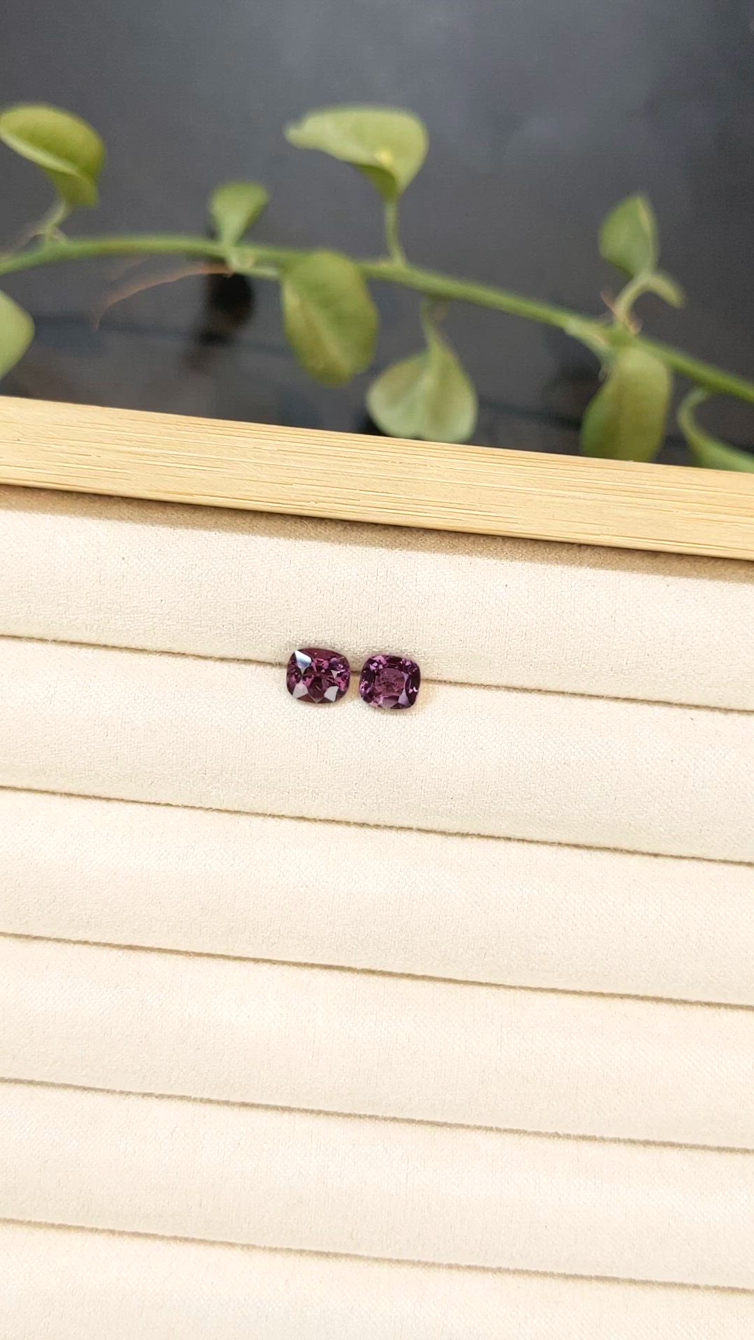 2.50 Ct.Tw.Total Carat Weight Purple Spinel Pair from Burma (Myanmar) Size Video