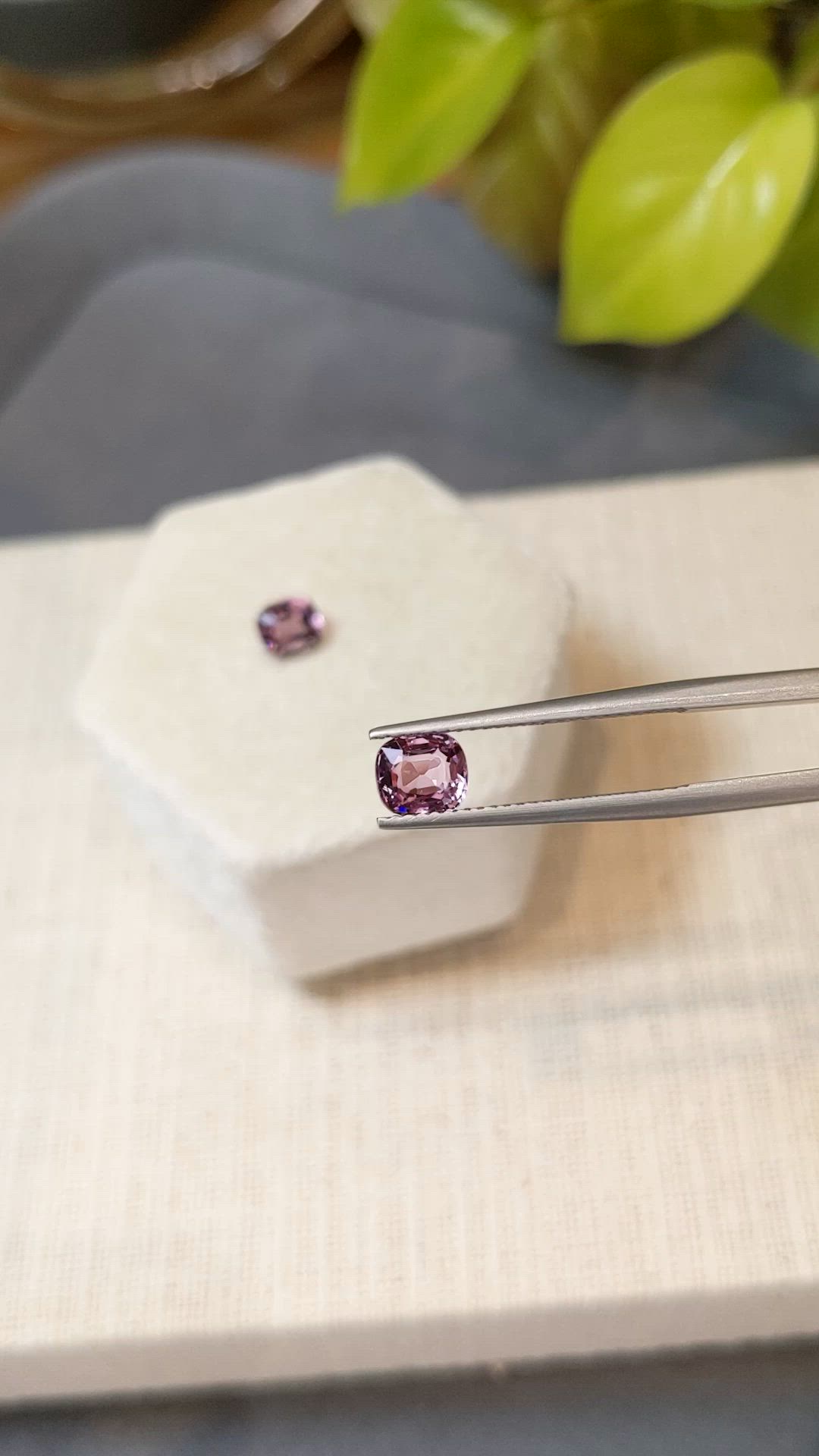 2.03 Ct.Tw.Total Carat Weight Purplish Pink Spinel Pair from Burma (Myanmar) Size Video