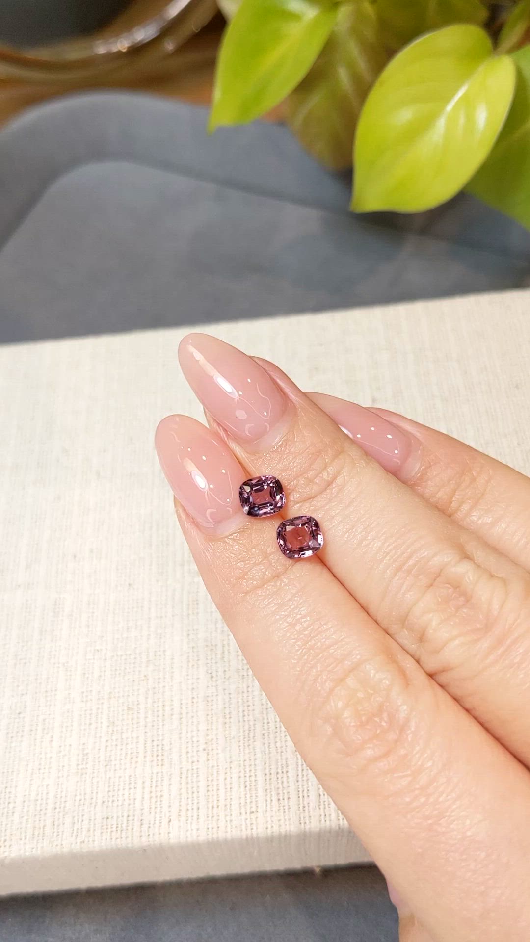 2.03 Ct.Tw.Total Carat Weight Purplish Pink Spinel Pair from Burma (Myanmar) Size Video