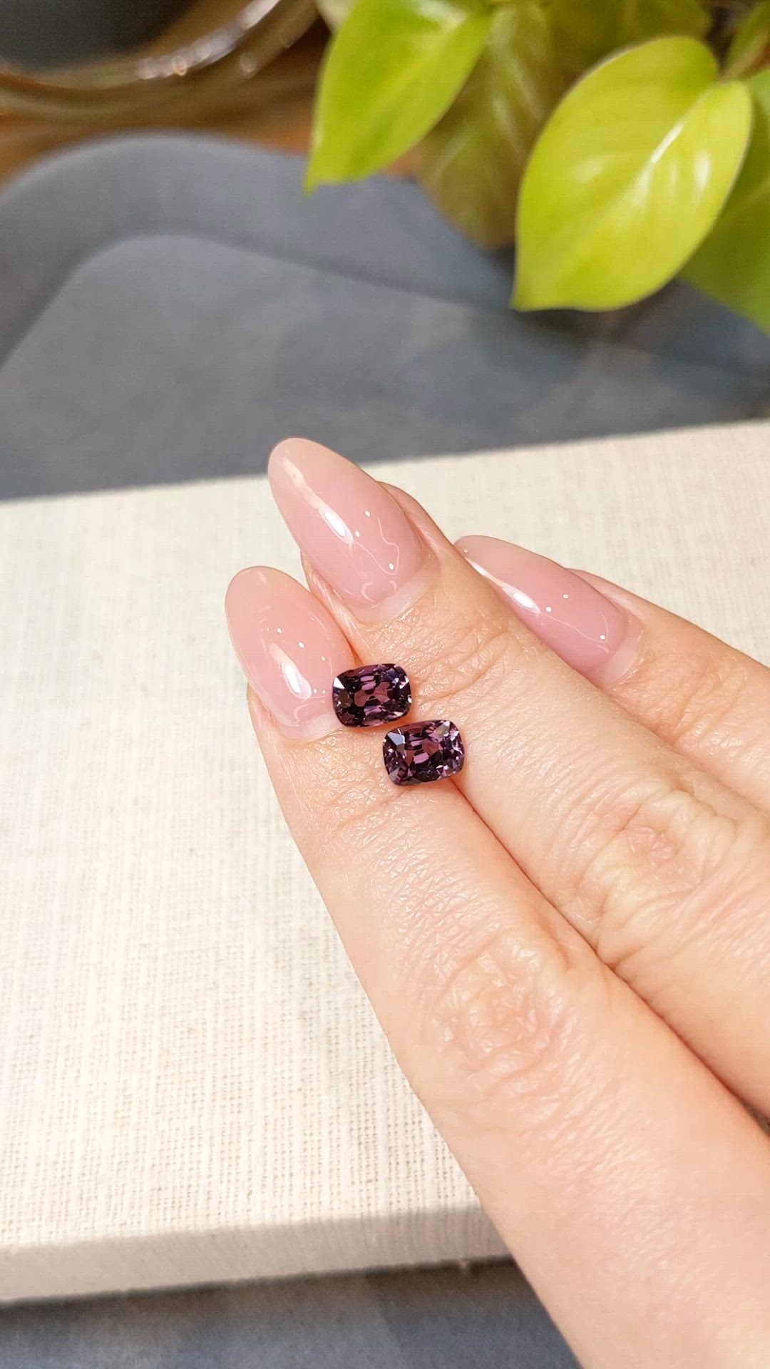 2.59 Ct.Tw.Total Carat Weight Purple Spinel Pair from Burma (Myanmar) Size Video