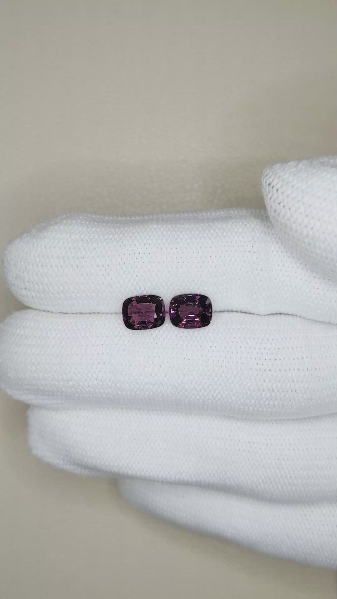 2.32 Ct.Tw.Total Carat Weight Purple Spinel Pair from Burma (Myanmar) Size Video