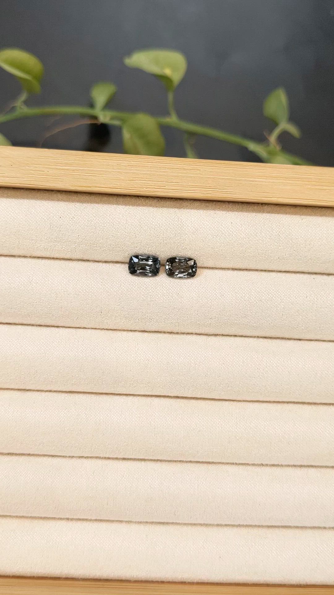 2.33 Ct.Tw.Total Carat Weight Grey Spinel Pair from Burma (Myanmar) Size Video