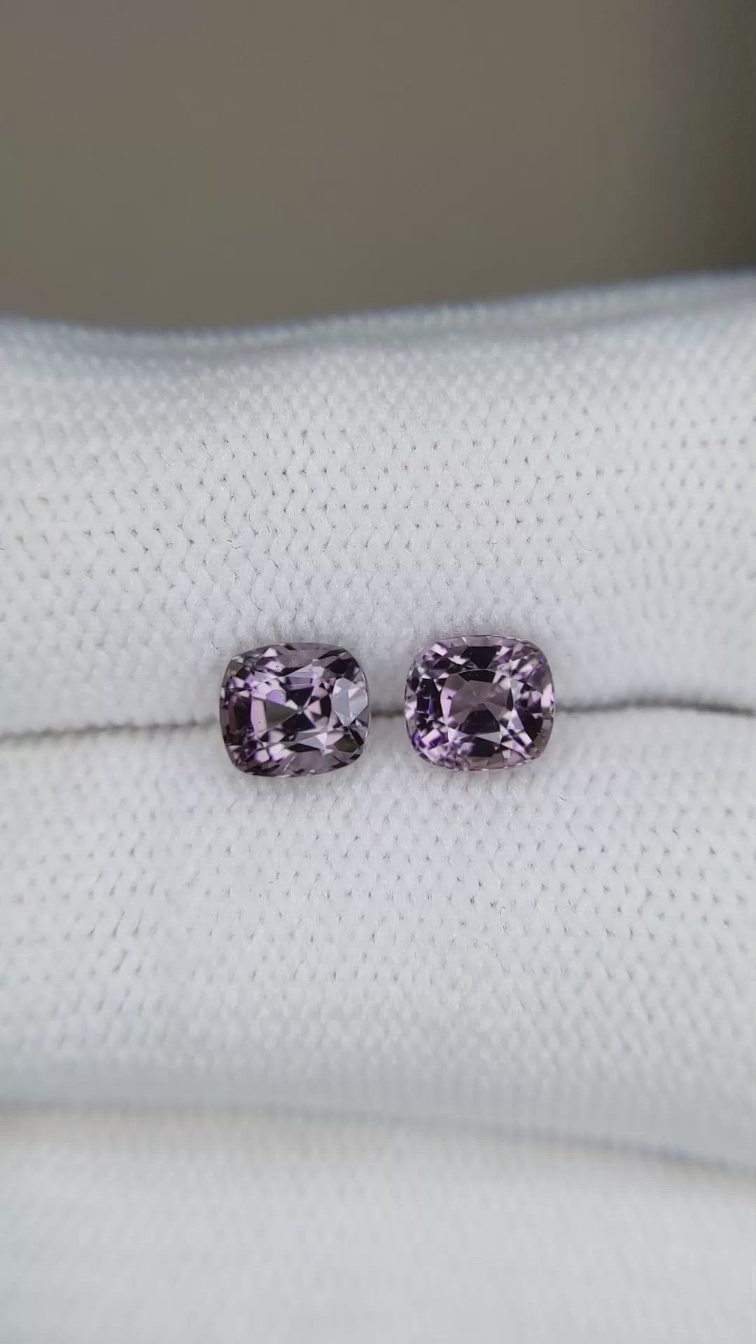 2.23 Ct.Tw.Total Carat Weight Pinkish Purple Spinel Pair from Burma (Myanmar) Size Video