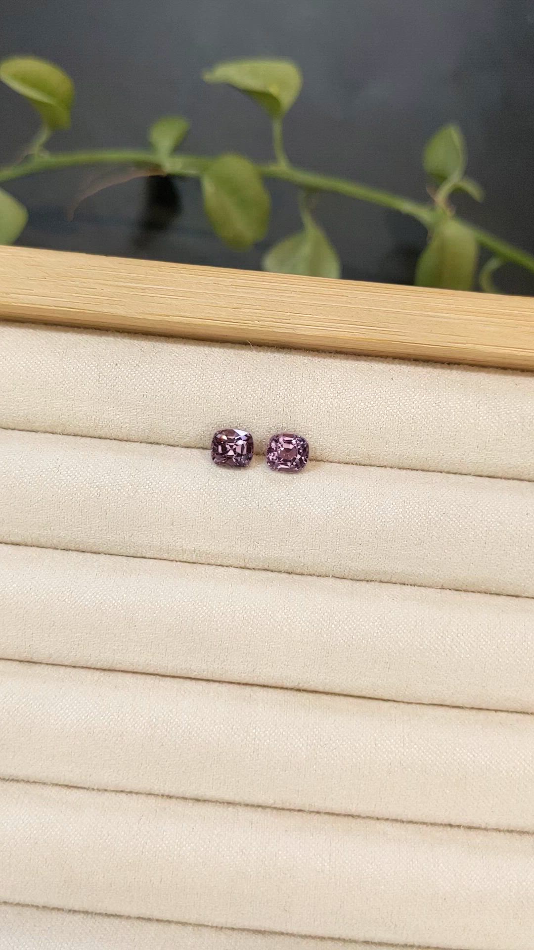 2.23 Ct.Tw.Total Carat Weight Pinkish Purple Spinel Pair from Burma (Myanmar) Size Video