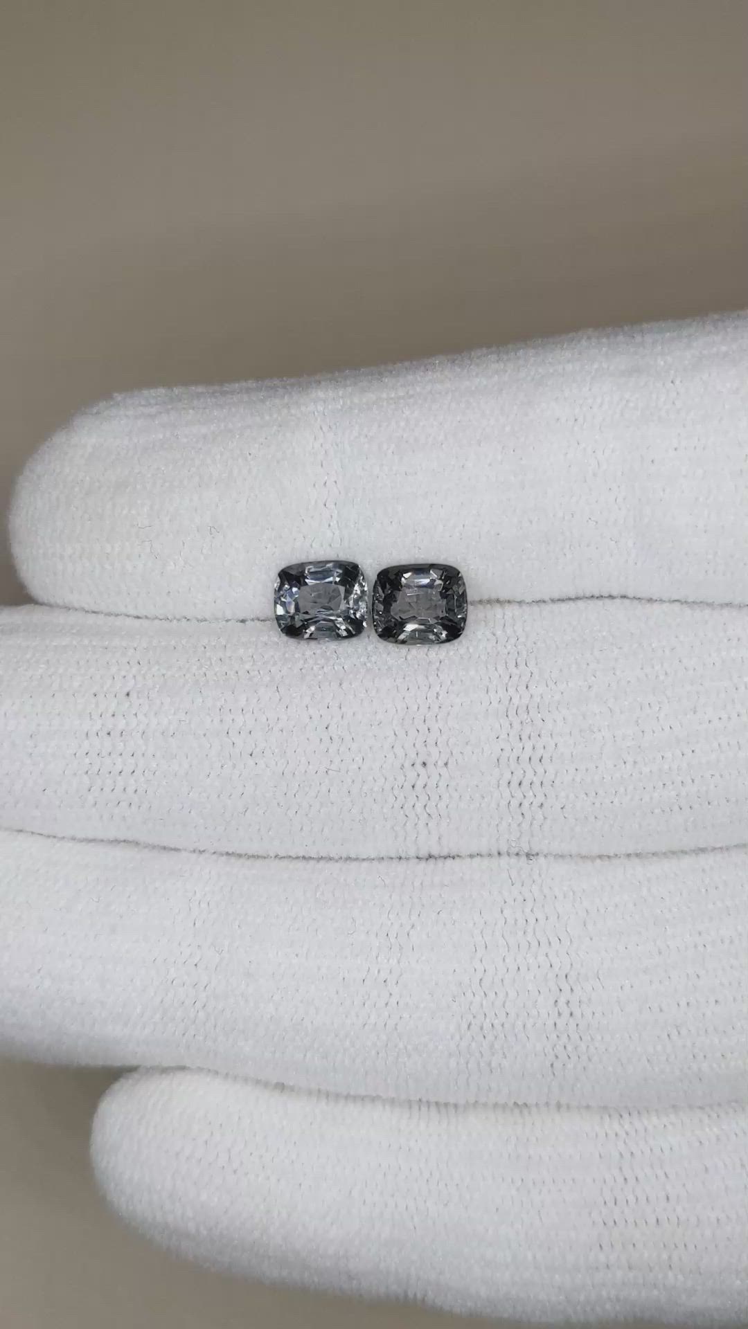 2.50&nbsp;Ct.Tw.Total Carat Weight Grey Spinel Pair from Burma (Myanmar) Size Video