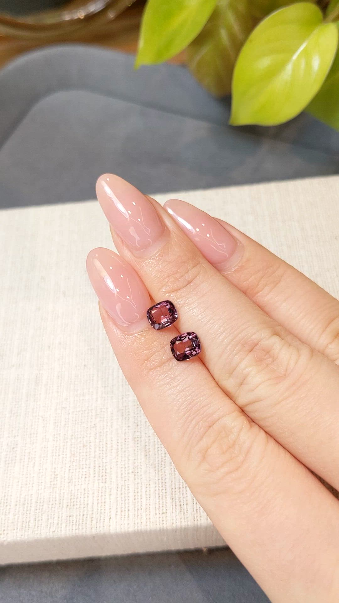 2.17&nbsp;Ct.Tw.Total Carat Weight Purplish Red Spinel Pair from Burma (Myanmar) Size Video